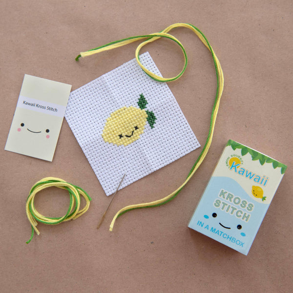 Marvling Bros Ltd Kawaii Lemon Mini Cross Stitch Kit In A Matchbox