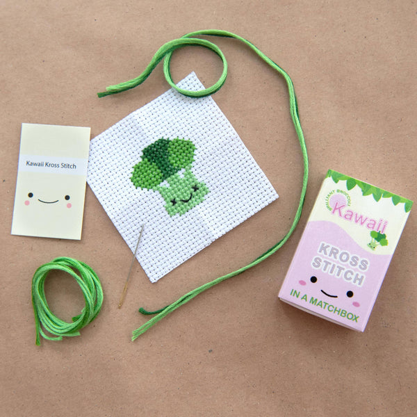 Marvling Bros Ltd Kawaii Broccoli Cross Stitch Kit In A Matchbox