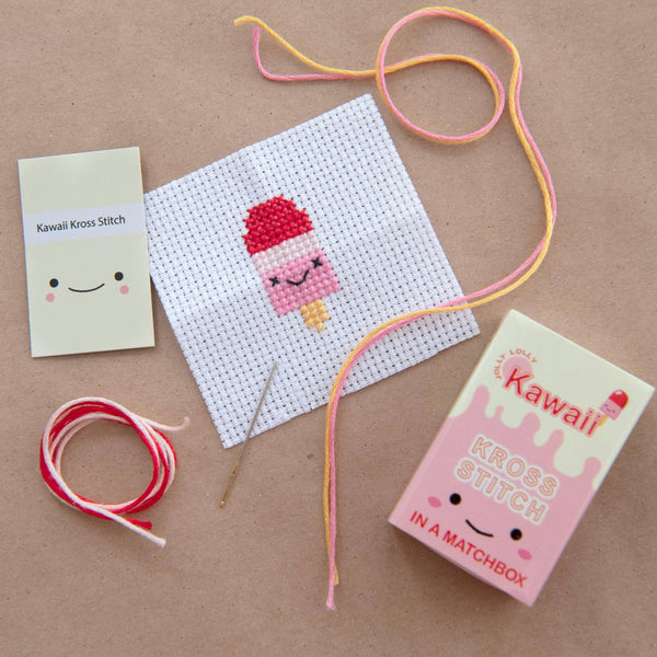 Marvling Bros Ltd Kawaii Ice Lolly Mini Cross Stitch Kit In A Matchbox