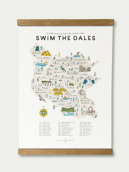 Oldfield design co Swim The Dales Poster & Hanger