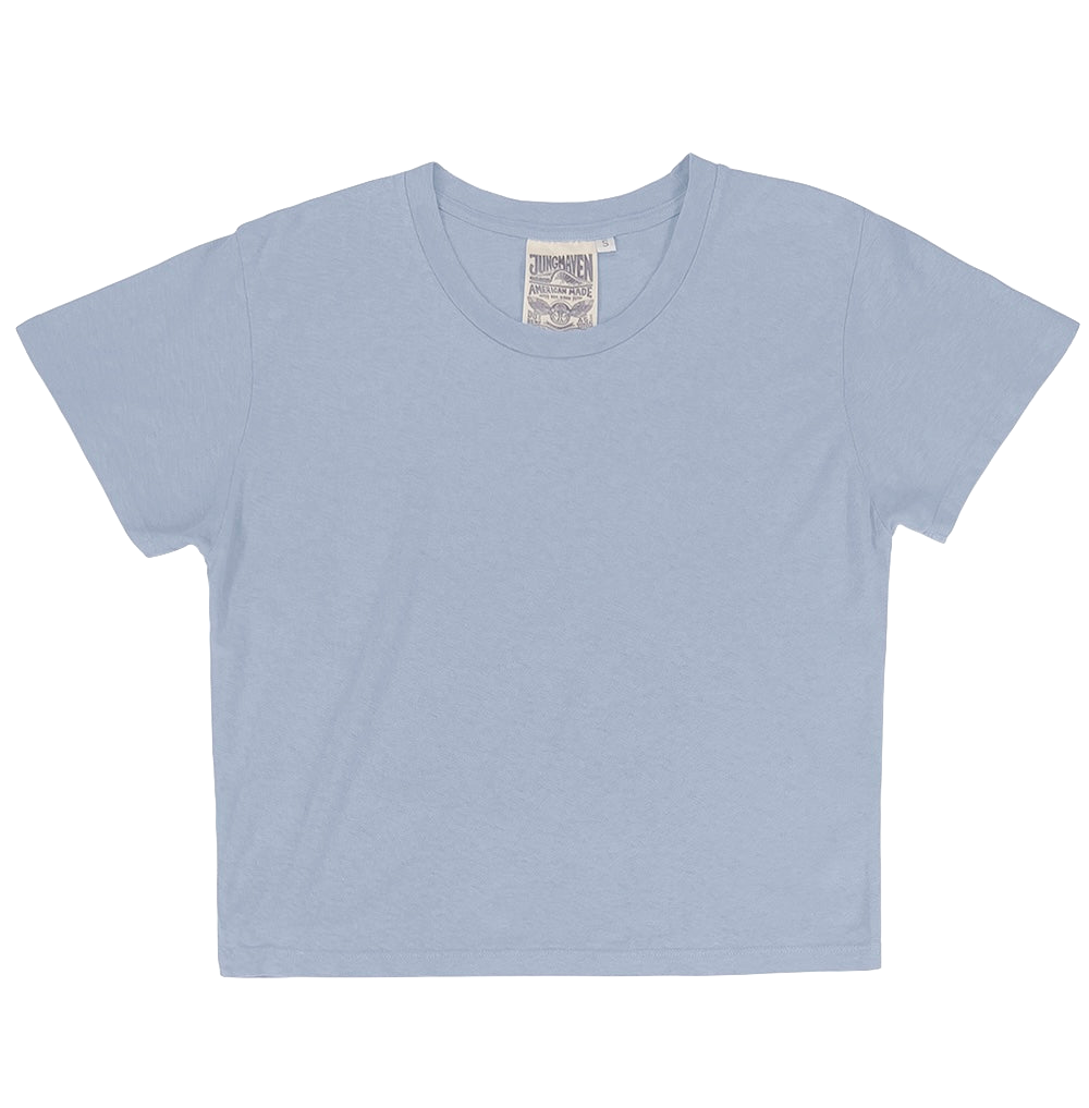 Jungmaven Cropped Lorel Tee | Coastal Blue