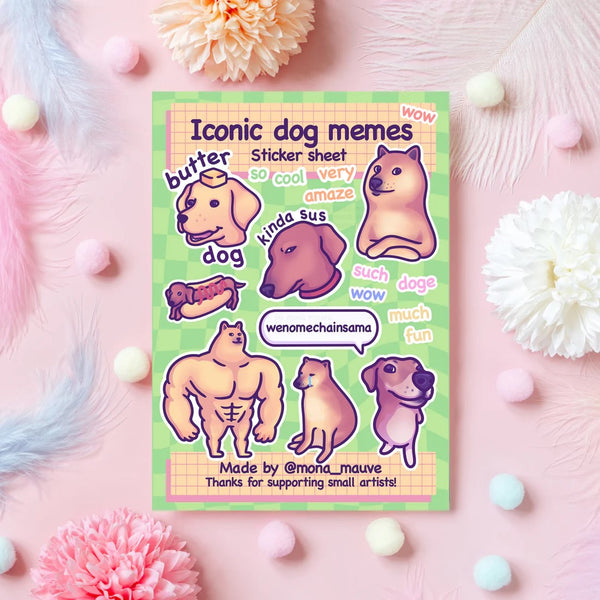 Mona Mauve Iconic Dog Memes Sticker Sheet