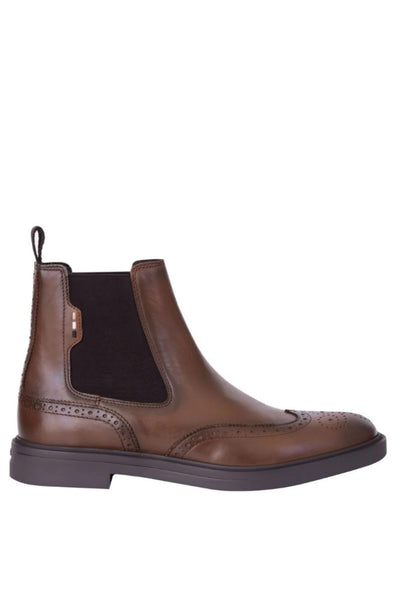 Hugo Boss Calev Medium Brown Chelsea Boots In Supple Leather 50529227 210