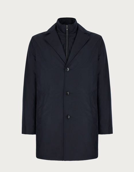 Canali Dark Blue Car Coat In Technical Fabric O10466-Sg02321-301