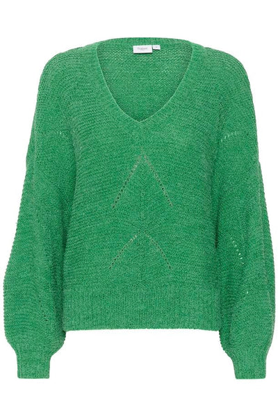 ICHI Felia Pullover In Gumdrop Green Melange