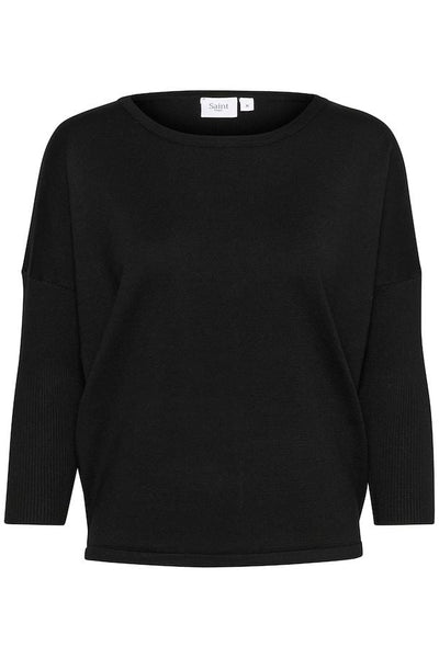 ICHI Mila Roundneck Pullover In Black