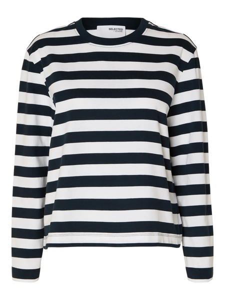 Selected Femme Essential LS Striped Boxy Tee