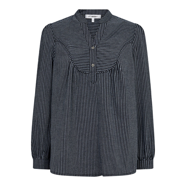 Co'couture Striped Navy Shirt With Puff Sleeves