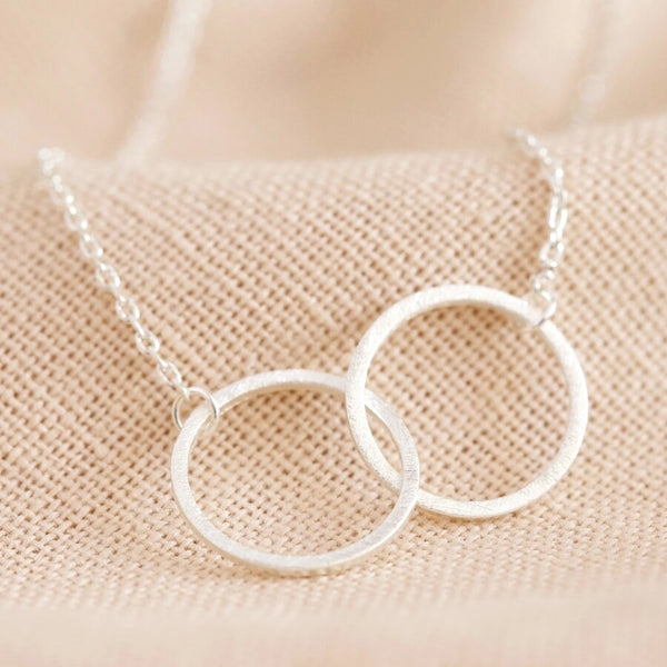 Lisa angel jewellery N039 Brushed Double Hoop Necklace In Silver