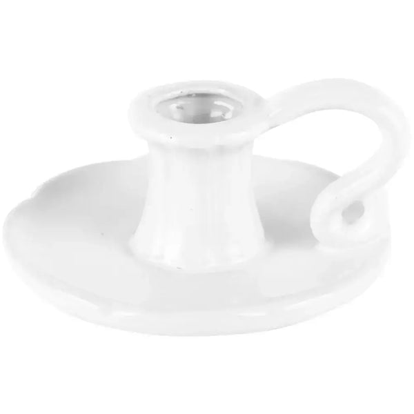 Grand Illusions White Ceramic Candle Holder