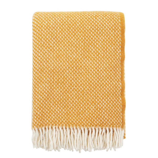 Klippan Preppy Throw In Brushed Lambswool, In Mustard Yellow