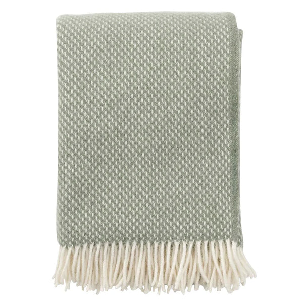 Klippan Preppy Throw In Brushed Lambswool, In Dusty Green