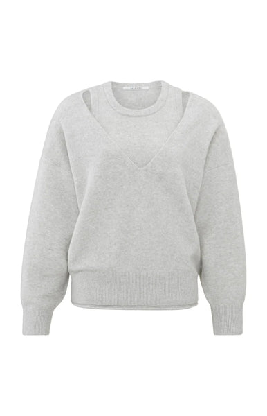 Yaya Soft V-neck Sweater With Matching Top In Loose Fit