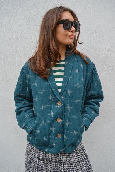 Indi & Cold Jacquard Kimono Petrol Jacket