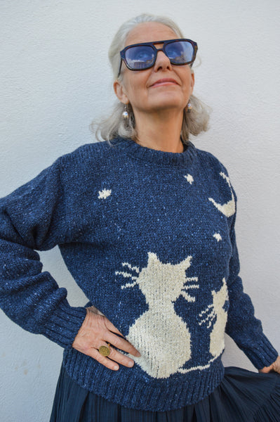 Howlin' Cats Love Space Blue Knit Pullover