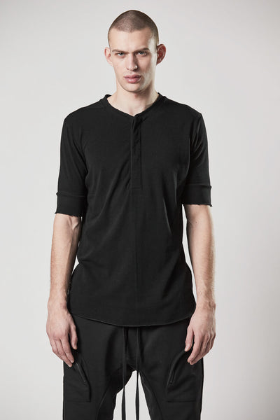 thom krom M Ts 817 Button-up Slim Fit T-shirt Black