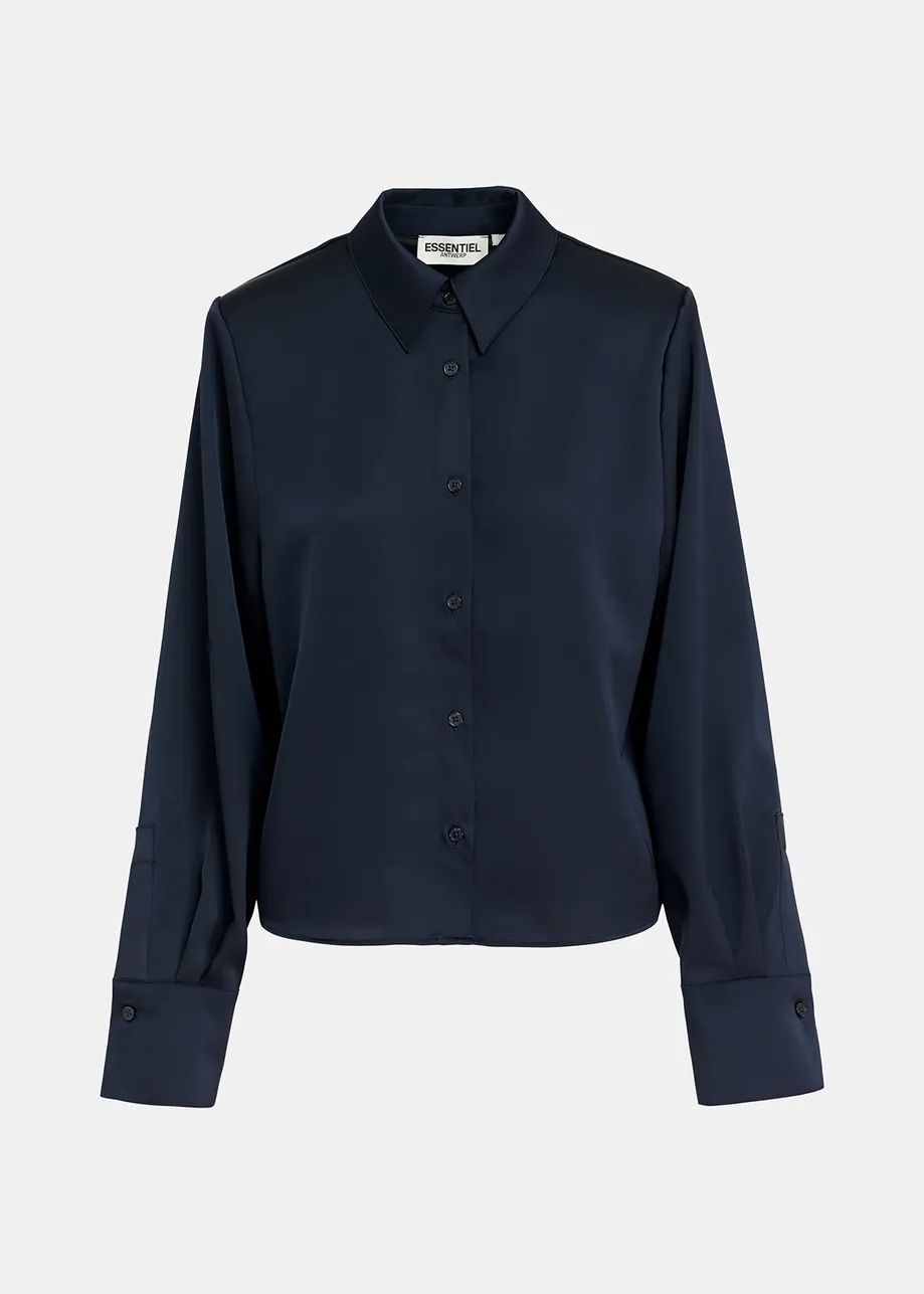 Essentiel Antwerp Dark Blue Satin Genevieve Shirt