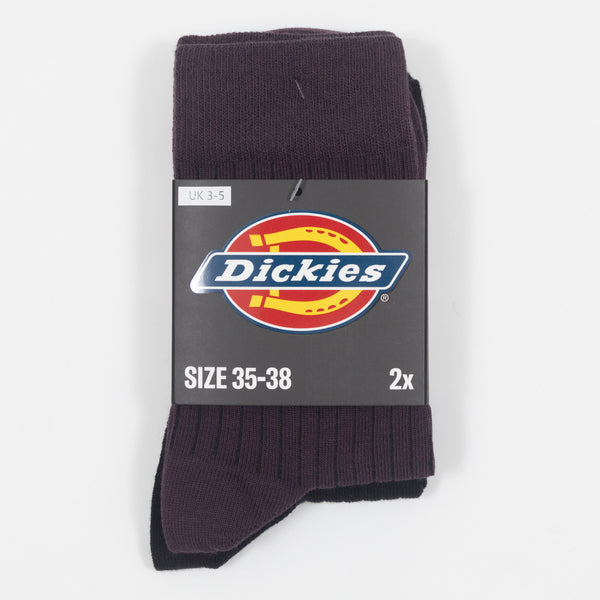 Dickies 2 Pack Rib Socks In Plum Purple