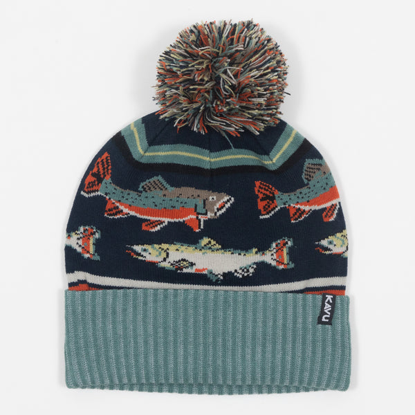 Kavu Herschel Fish Pom Beanie In Blue