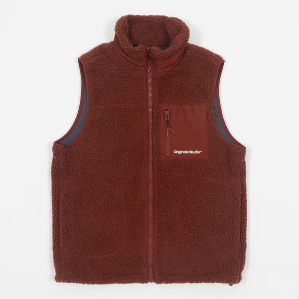 Jack & Jones Sherpa Gilet In Red