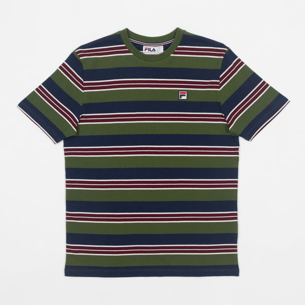 Fila Jesse Yarn Dye Stripe T-Shirt In Navy & Green