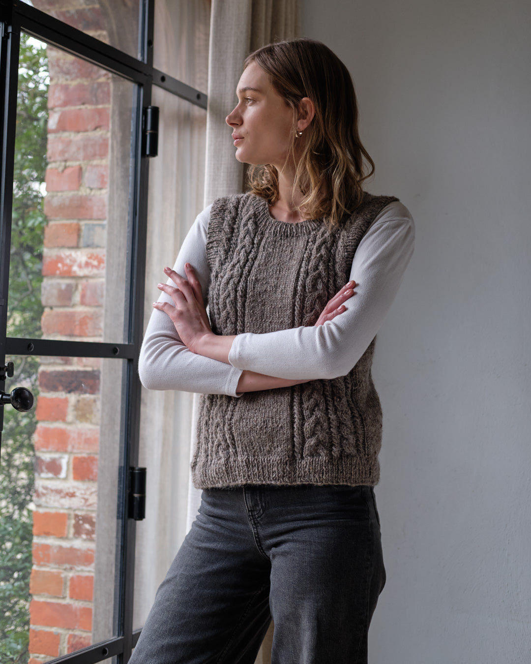 Bibico Amita Knitted Wool Vest - Light Brown