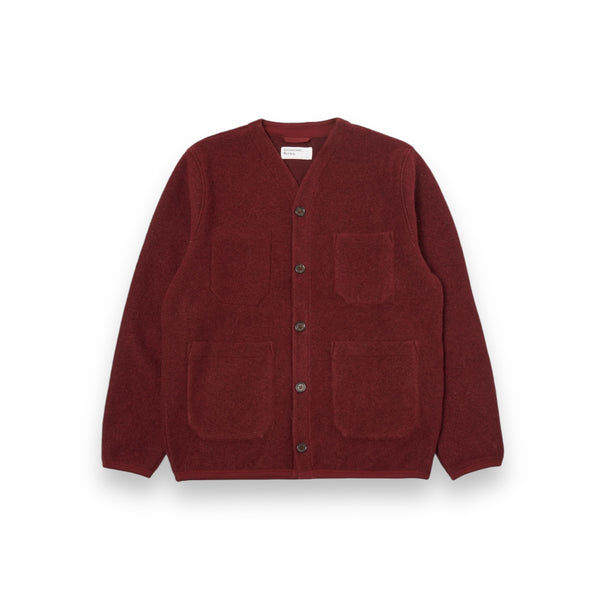 Universal Works Cardigan 31405 Deep Red Wool Fleece