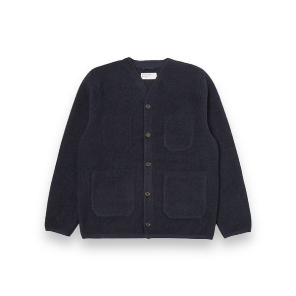 Universal Works Cardigan 31405 Navy Wool Fleece