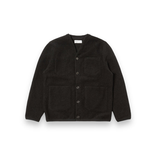 Universal Works Cardigan 31405 Black Wool Fleece