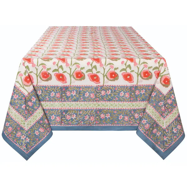 Danica Heirloom Poppy Block Print Tablecloth 228x150cm