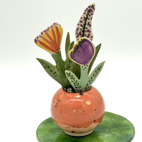 Lottie Mutton Ceramics Purples Three Flower Arrangement