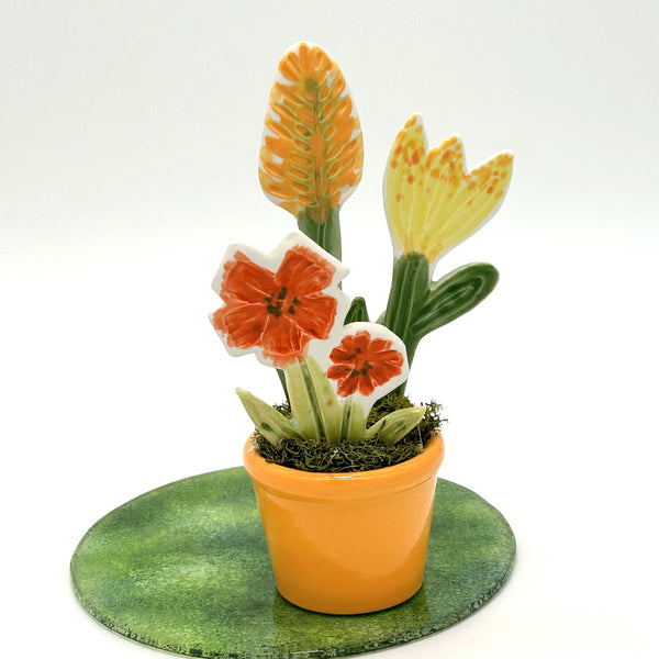 Lottie Mutton Ceramics Orange Porcelain Flower Arrangement