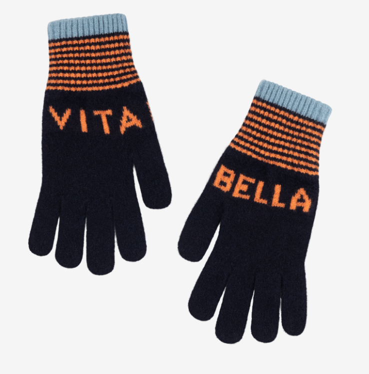 Quinton & Chadwick Navy and Orange Vita Bella Gloves