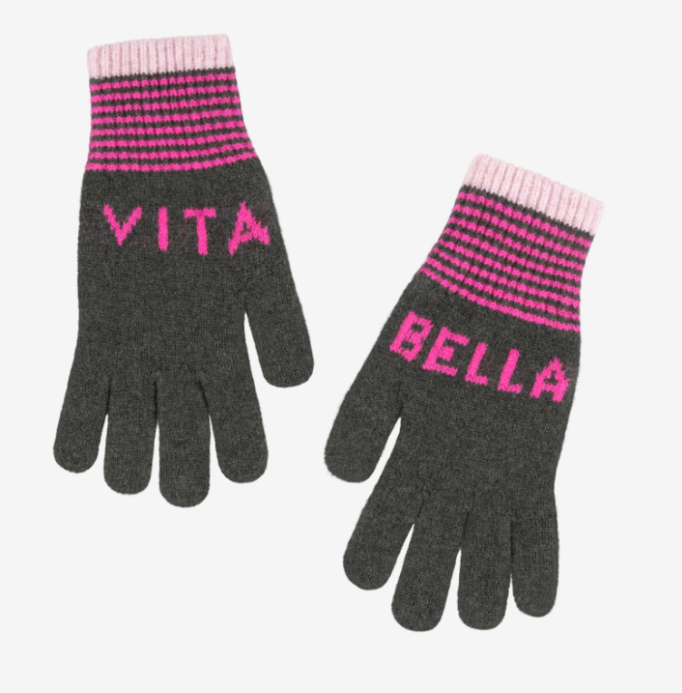 Quinton & Chadwick Khaki and Fuchsia Vita Bella Gloves