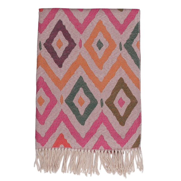 Zelly  1050009 Scarf Diamonds Fringed Hot Pink