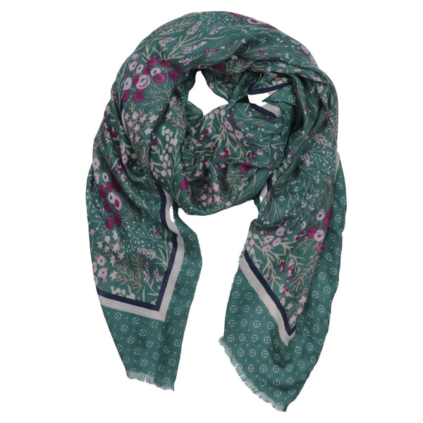 Zelly  1054408 Scarf Winter Floral Lightweight Green