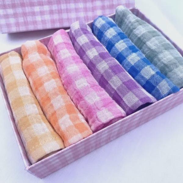 Charmy Paris Box Of 6 Fabric Napkins, Petite Rainbow