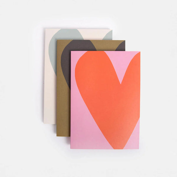 Caroline Gardner Cards Caroline Gardner Spb101 Colourblock Hearts Set Of 3 Notebooks