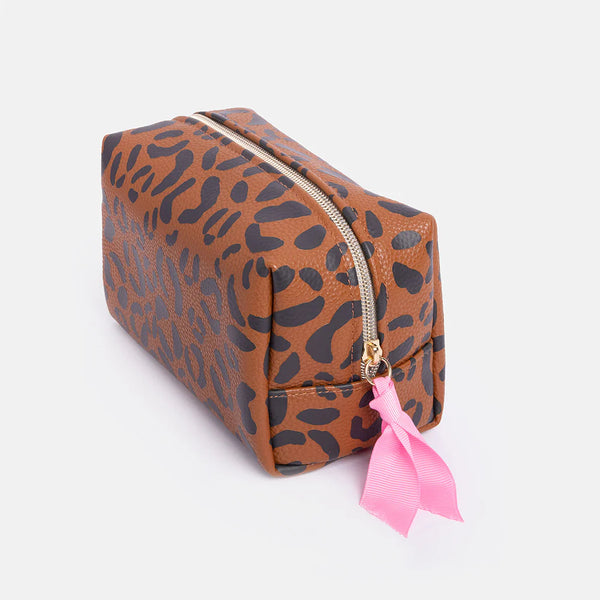 Caroline Gardner Cards Ccb114 Tan Leopard Cube Cosmetic Bag