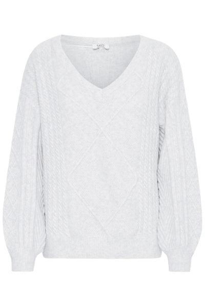 b.young Medi Vneck Jumper In Marshmallow Melange