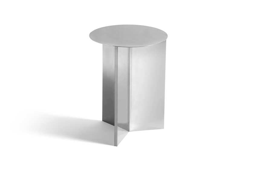 HAY slit table round mirror polished stainless  steel