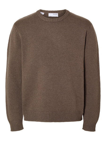 Selected Homme Slhcody Morel Knit Relaxed Crew Neck Jumper