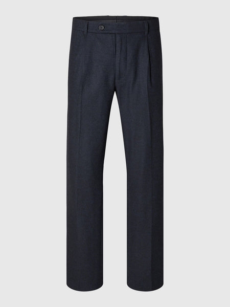 Selected Homme Slhalberto Dark Navy Straight Wool Trousers