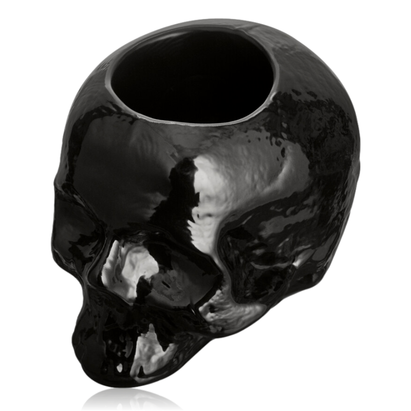 Kosta Boda  Still Life Skull Votive Black