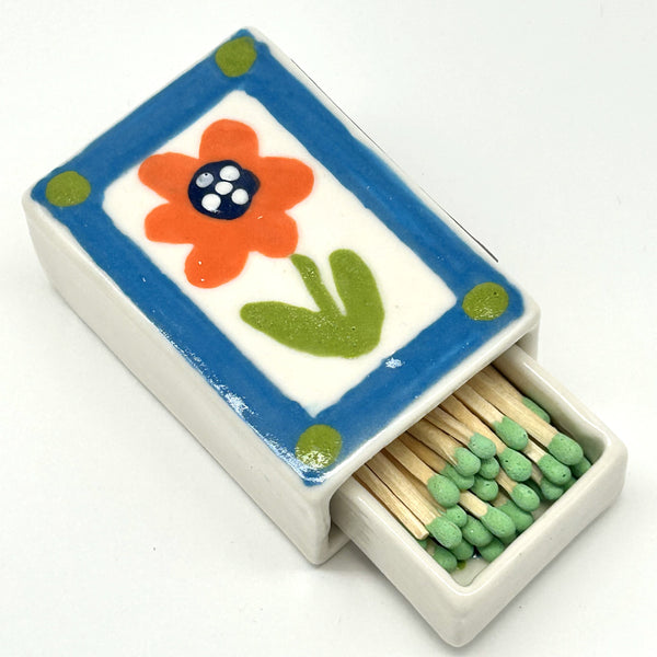 Lottie Mutton Ceramics Orange Daisy Matchbox