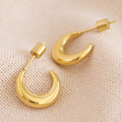 Lisa angel jewellery E068 18k Gold Stainless Steel Half Moon Hoop Earrings