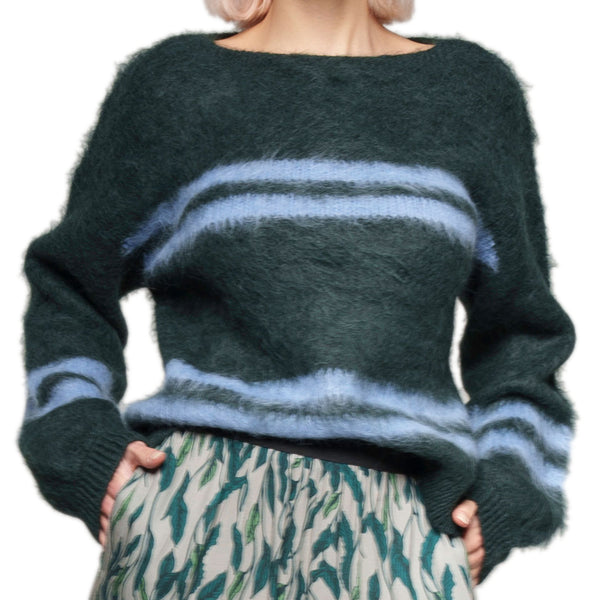 Alma & Lovis Brushed Stripe, Flauschiger Pullover Aus Alpaka