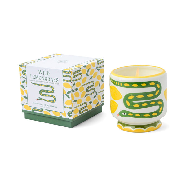 Paddywax Adopo Wild Lemongrass Snake Ceramic Candle