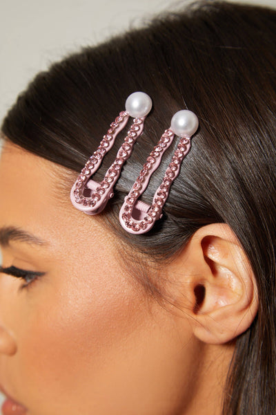 Madein. Pearl And Rhinestone Hair Clips - 2 Pack