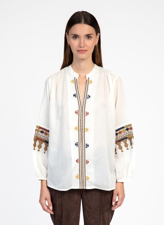 ange  Blouse Brodée Écrue